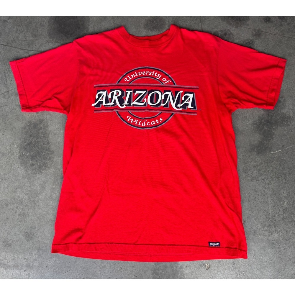 VTG Mens Sz Large Arizona Wildcats Red T Shirt Jansport Short Sleeve